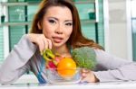 Woman Preparing Material Stock Photo