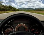 Dashboard And Road Stock Photo