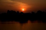 Sunset On River In The Summer , Evening Sky , Landscape , Backgrounds Stock Photo