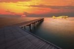 Old Sea Plane Floating On Sea Water Stock Photo