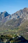 View Of A Small Community Opposite Lecco In Italy Stock Photo