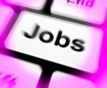 Jobs Keyboard Shows Hiring Recruitment Online Hire Job Stock Photo