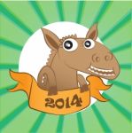 Horse With New Year Board Stock Photo