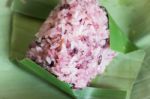 Cooked Sticky Rice-berry On Banana Leaf Stock Photo