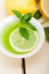 Mint Infusion Tea Tisane With Lemon Stock Photo