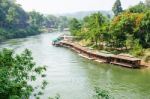 Kwai Noi River Under Death Railway Bridge Stock Photo