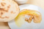 Hummus With Pita Bread Stock Photo