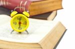 Clock And Book Stock Photo