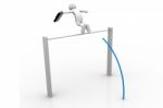 3d Business Man Pole-vaulting Stock Photo