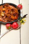 Fresh Seafoos Stew On An Iron Skillet Stock Photo