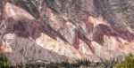 Colorful Valley Of Quebrada De Humahuaca, Central Andes Altiplan Stock Photo