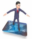 Debit Card Shows Business Person And Bankruptcy 3d Rendering Stock Photo