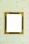 Vintage Gold Picture Frame On White Wall Stock Photo