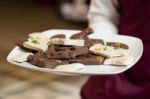 Black And White Chocolate On A Plate Stock Photo