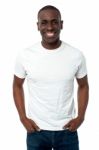 African Man Smiling Isolated Over A White Stock Photo