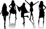 Silhouette Fashion Girls Stock Photo