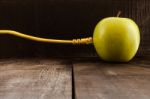 Green Apple Connected To A Data Network Stock Photo