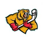 Saber Toothed Cat Ice Hockey Mascot Stock Photo