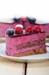 Blueberry And Raspberry Cake Mousse Dessert Stock Photo