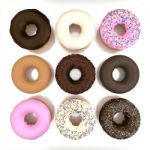 9 Doughnut On White Background Stock Photo