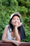 Portrait Of Thai Teen Beautiful Girl Happy And Relax Stock Photo