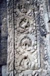 Sculpted Stone Depicting A Dinosaur At The Ancient Ta Prohm Temple At Angkor Wat, Siem Reap, Cambodia Stock Photo