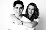 Black And White Shot Of Young Couple Stock Photo