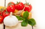 Italian Basic Pasta Ingredients Stock Photo