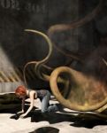 3d Fantasy Illustration,woman Being Attack By A Monster Creature Stock Photo