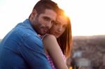 Young Tourist Couple Looking At The Views In The City Stock Photo