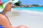 Happy Girl On The Beach At Thailand Stock Photo