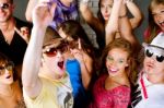 Teenagers Dancing In Night Club Stock Photo