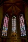 Stained Glass Window In St Vitus Cathedral In Prague Stock Photo