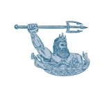 Poseidon Wielding Trident Drawing Stock Photo