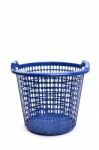 Blue Plastic Basket Isolated Stock Photo