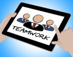 Teamwork Online Means Together Web And Internet Stock Photo