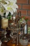 Vintage Styled Dinning Table Setting Stock Photo