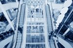 Shoppers At Multilevel Shopping Center Stock Photo