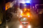 Tunnel Digging Machinery Loaded On A Flatbed Trailer Stock Photo