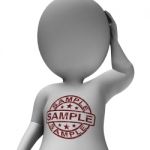 Sample Stamp On Man Shows Example Or Taste Stock Photo