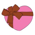 Drawing Heart With Big Ribbon Bow Stock Photo