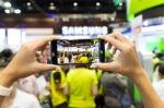 Bangkok Thailand - October 03: Hand Use Smartphone Capture Crowd In Thailand Mobile Expo Event On October 03, 2015 Stock Photo