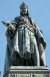 Statue Of King Charles Iv At The Entrance To The Charles Bridge Stock Photo