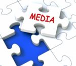 Media Jigsaw Shows News Multimedia Newspapers Radio Or Tv Stock Photo