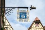 Vr-bank Hanging Signs In Rothenburg Stock Photo