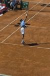 First Serve Of Juan Martin Del Potro Stock Photo