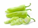 Green Hot Chili Pepper On White Stock Photo