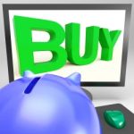 Buy On Monitor Shows Shopping Stock Photo