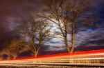 Roadside In The Night Stock Photo