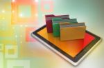 Tablet Pc With File Folder Stock Photo